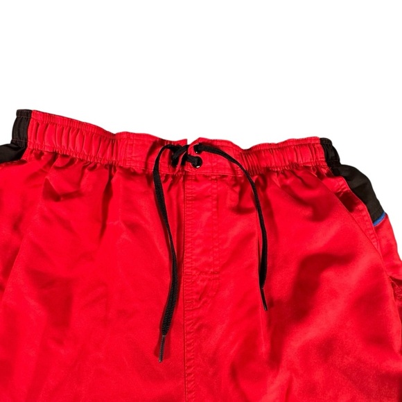 Nike Swim Shorts Men's XL Red Black Blue Lined Drawstring Trunks Quick Dry - Picture 3 of 10